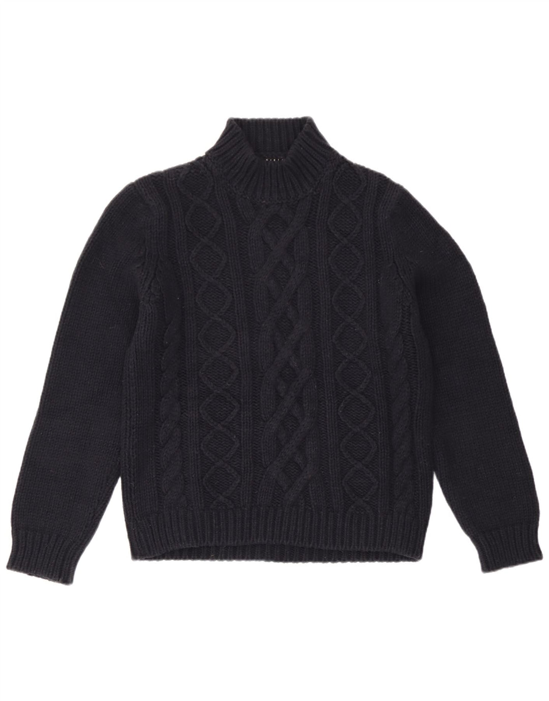 Sisley Womens Turtle Neck Jumper Sweater UK 14 Medium Navy Blue Wool