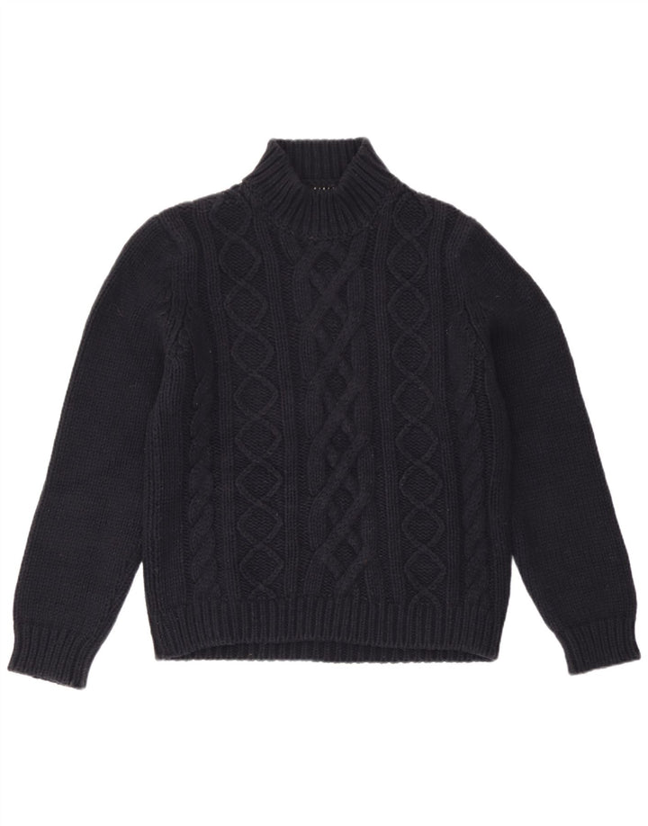 Sisley Womens Turtle Neck Jumper Sweater UK 14 Medium Navy Blue Wool