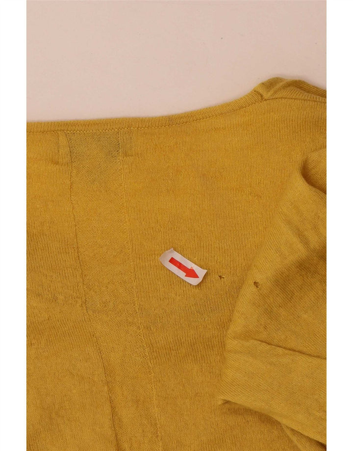 Jigsaw Womens Top Long Sleeve UK 16 Large Yellow Polyamide