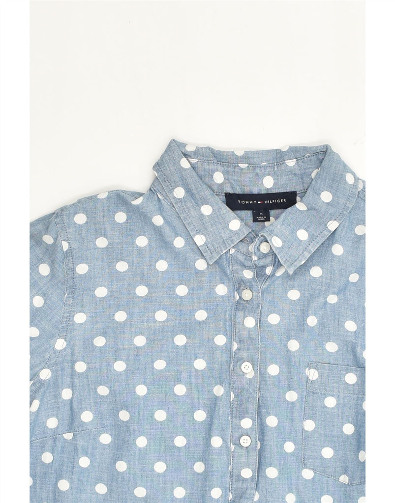 TOMMY HILFIGER Womens Pullover Shirt UK 14 Medium Blue Polka Dot Cotton | Vintage Tommy Hilfiger | Thrift | Second-Hand Tommy Hilfiger | Used Clothing | Messina Hembry 