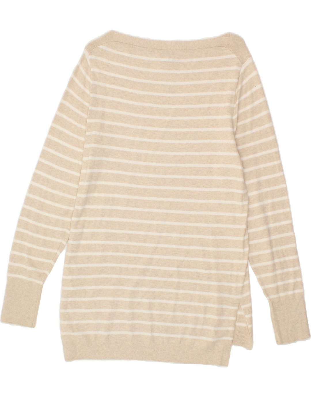 J. CREW Womens Boat Neck Jumper Sweater UK 12 Medium Beige Striped Vintage J. Crew and Second-Hand J. Crew from Messina Hembry 