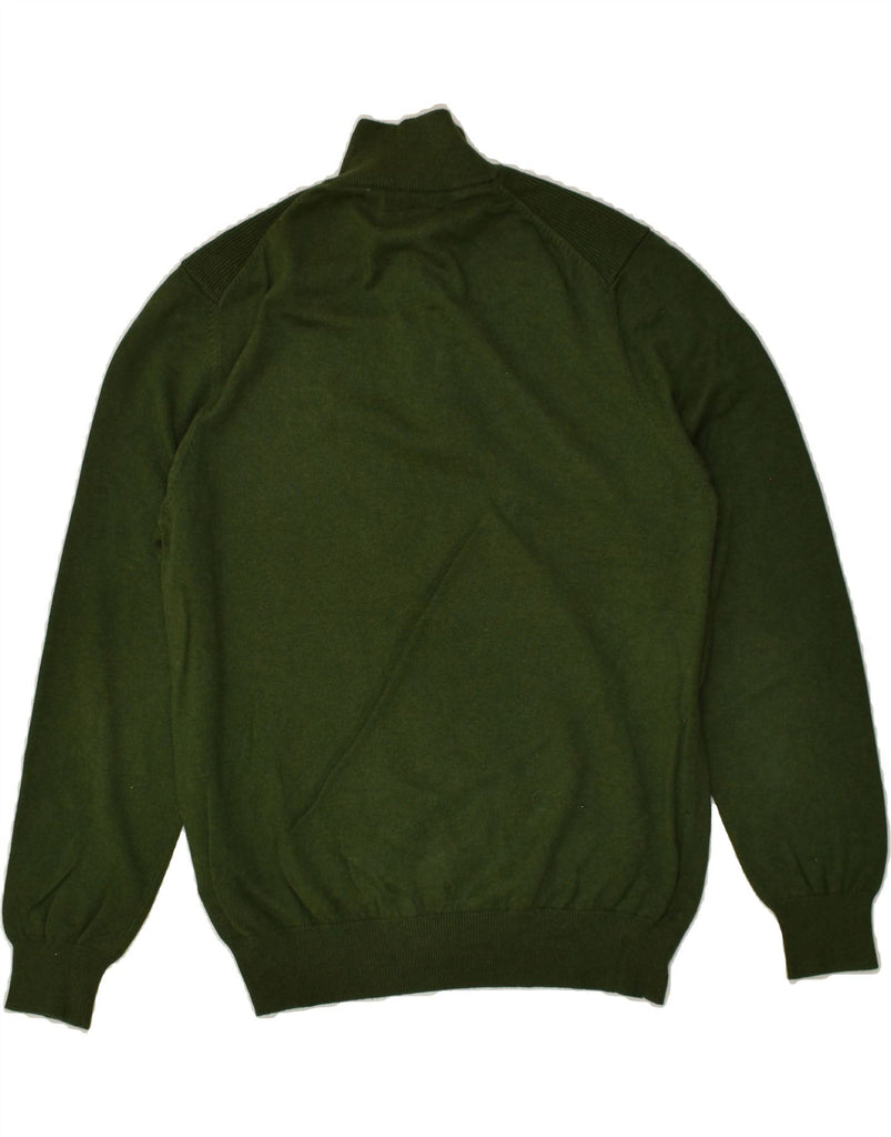 MASSIMO DUTTI Mens Button Neck Jumper Sweater Large Green Cotton | Vintage Massimo Dutti | Thrift | Second-Hand Massimo Dutti | Used Clothing | Messina Hembry 