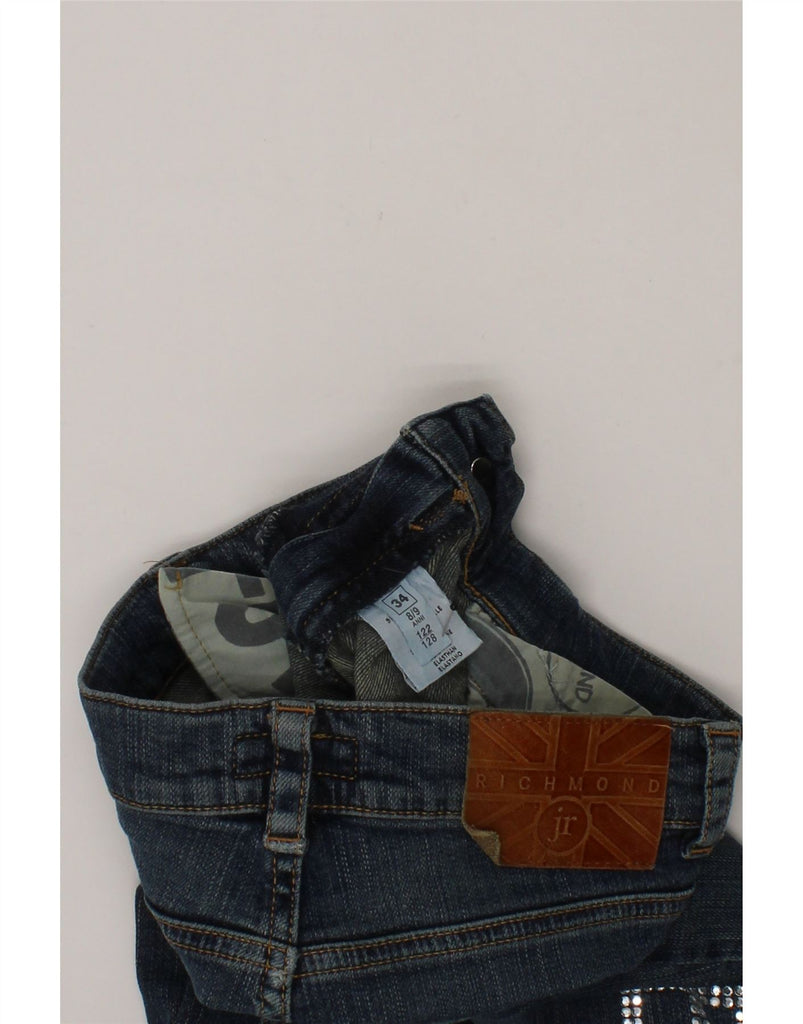 RICHMOND Girls Graphic Bootcut Jeans 8-9 Years W24 L24 Blue Cotton Vintage Richmond and Second-Hand Richmond from Messina Hembry 