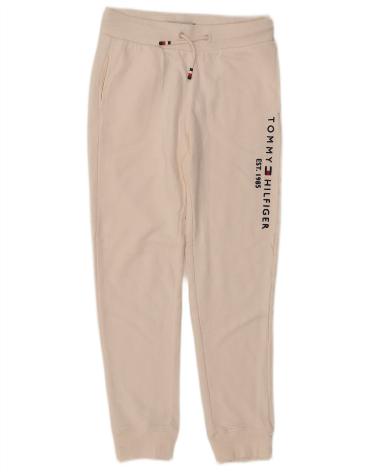 TOMMY HILFIGER Girls Tracksuit Trousers Joggers 9-10 Years Off White