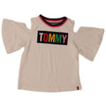TOMMY HILFIGER Girls Graphic Off Shoulder Top 8-9 Years Medium White