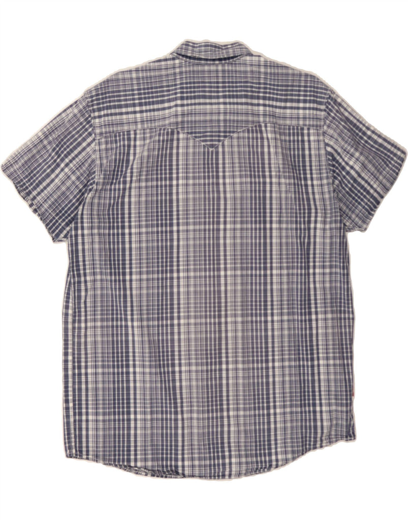 LEVI'S Mens Classic Fit Short Sleeve Shirt XL Navy Blue Check Cotton Vintage Levi's and Second-Hand Levi's from Messina Hembry 