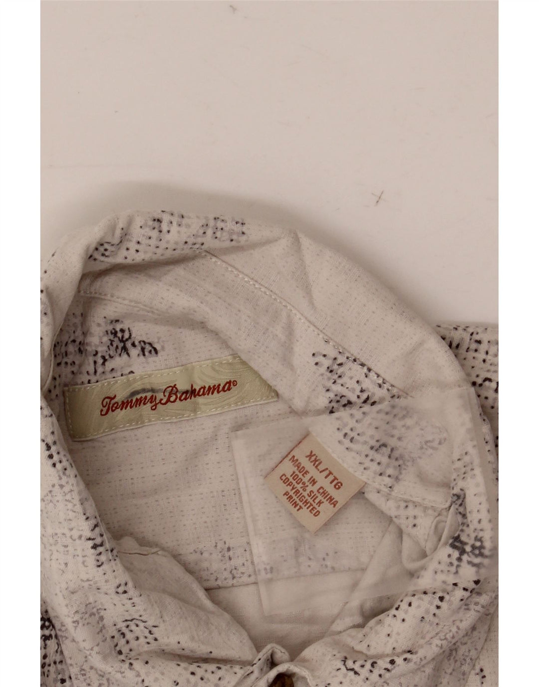 TOMMY BAHAMA Mens Short Sleeve Shirt 2XL Off White Floral Silk