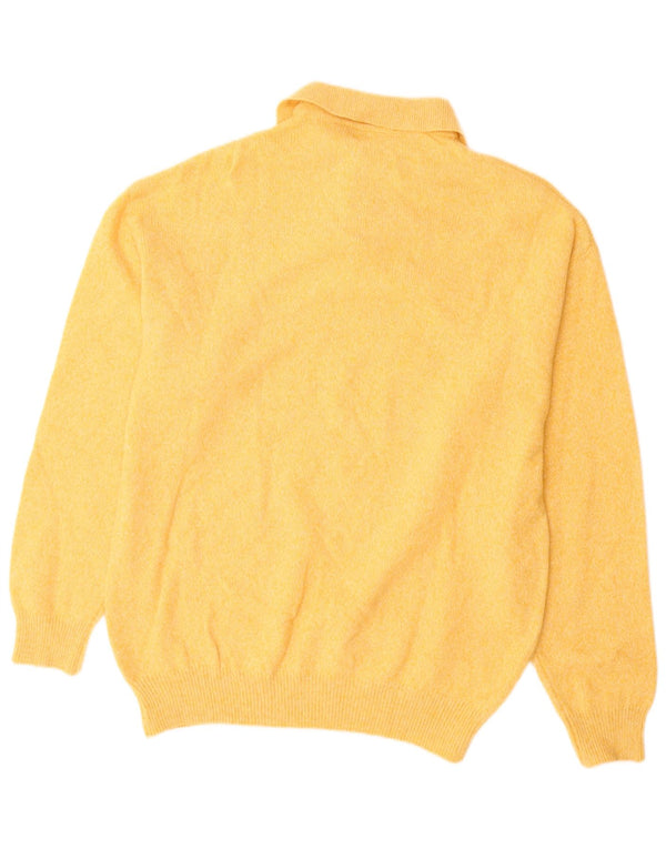 VINTAGE Mens Polo Neck Jumper Sweater 2XL Yellow Lambswool