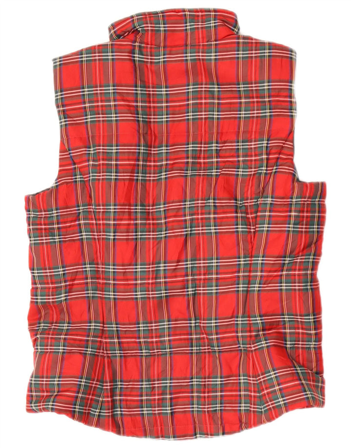Chaps Womens Padded Gilet UK 14 Medium Red Check Polyester