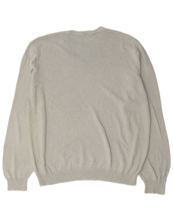 Marks & Spencer Mens V-Neck Jumper Sweater 2XL Grey Cotton