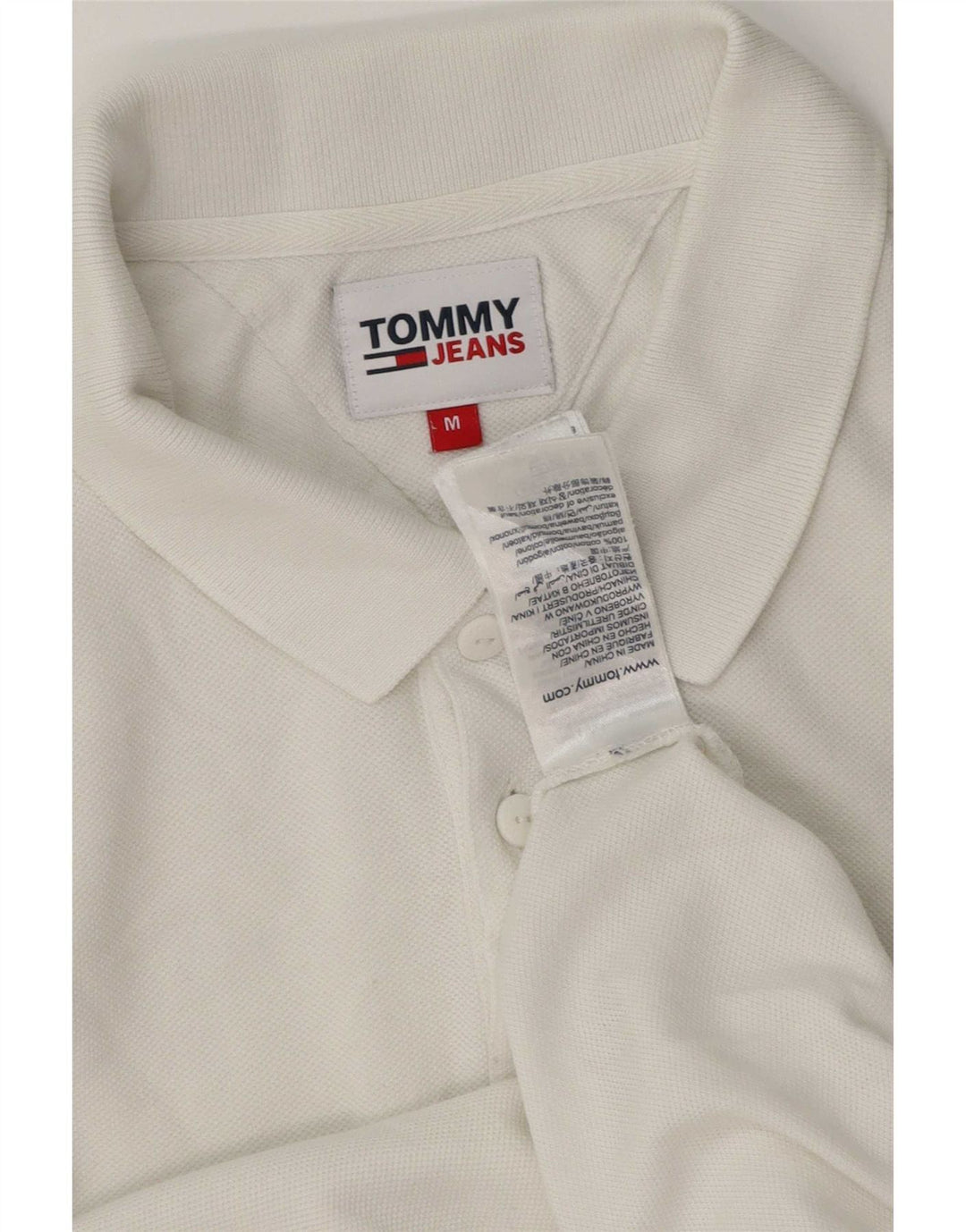 Tommy Hilfiger Mens Polo Shirt Medium White Cotton