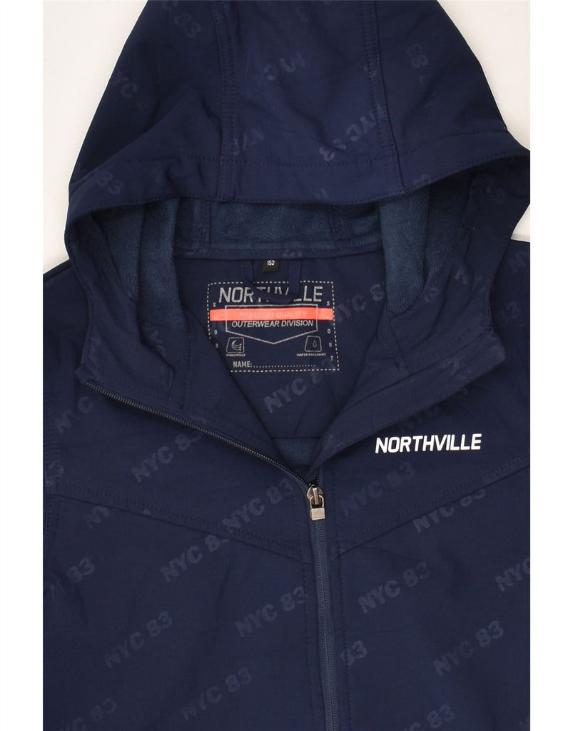 VINTAGE Boys Hooded Rain Jacket 11-12 Years Navy Blue Polyester | Vintage Vintage | Thrift | Second-Hand Vintage | Used Clothing | Messina Hembry 