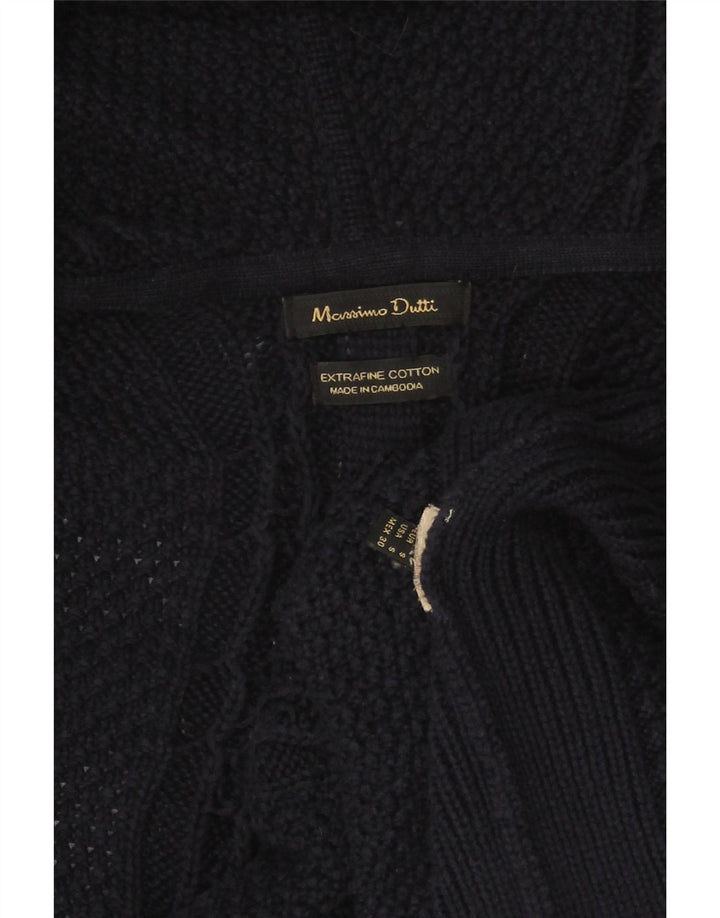 MASSIMO DUTTI Womens Longline Cardigan Sweater UK 10 Small Navy Blue