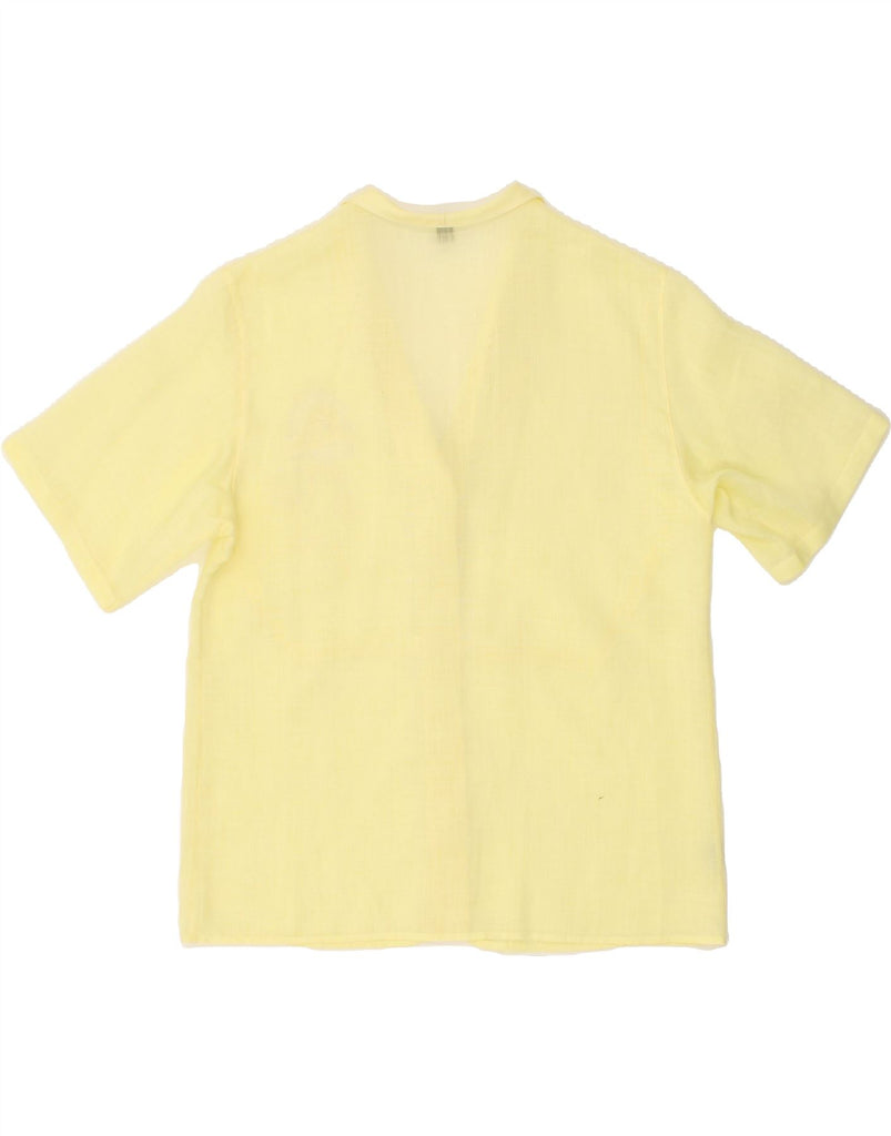 VINTAGE Womens Short Sleeve Shirt Blouse IT 42 Medium Yellow Linen | Vintage Vintage | Thrift | Second-Hand Vintage | Used Clothing | Messina Hembry 