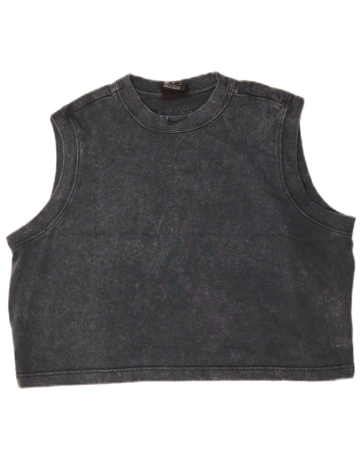 NIKE Womens Crop Vest Top UK 18 XL Grey Cotton