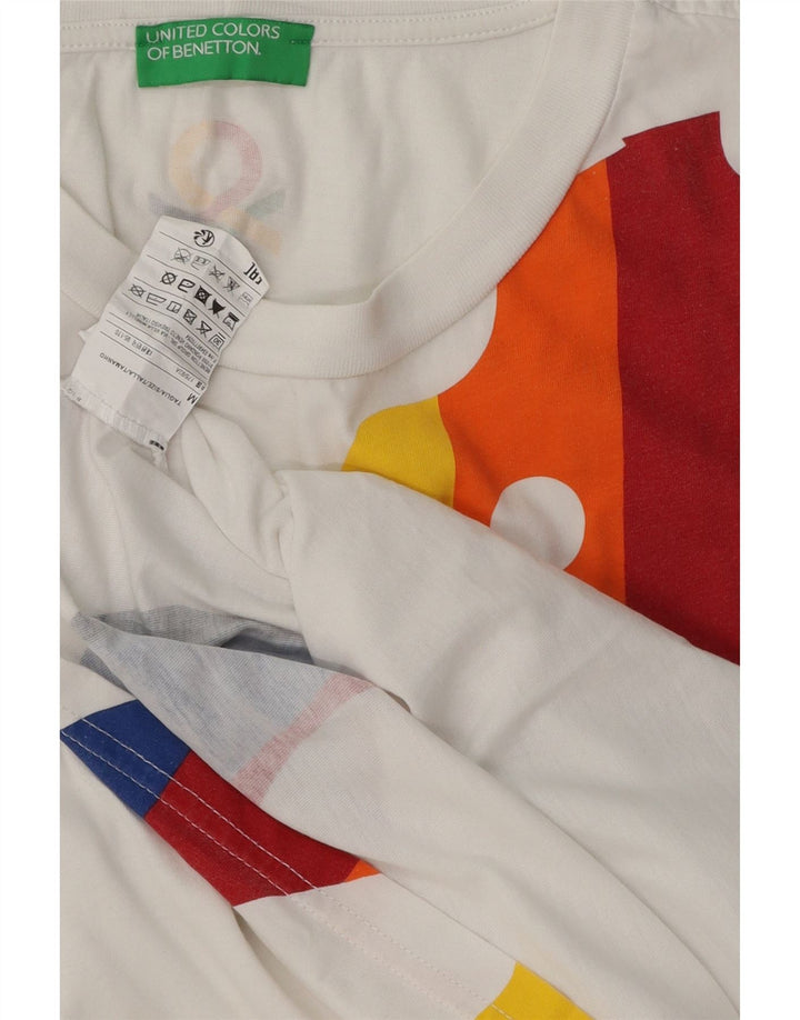 Benetton Boys Graphic T-Shirt Top 15-16 Years Medium White Cotton