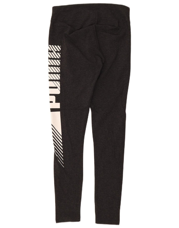 Puma Womens Graphic Leggings UK 8 Small Grey Cotton