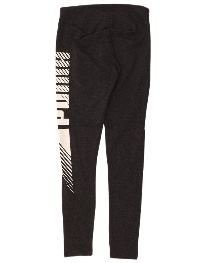 Puma Womens Graphic Leggings UK 8 Small Grey Cotton