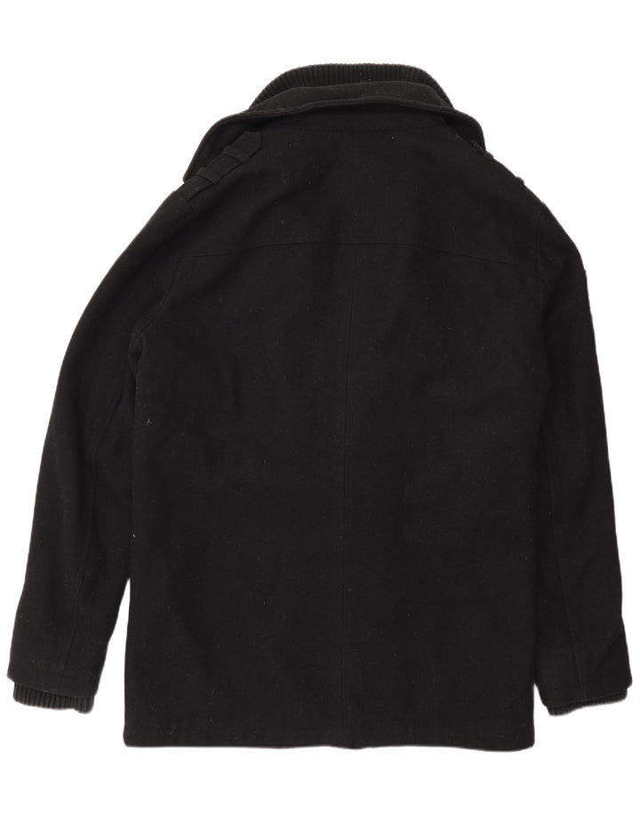 Jack & Jones Mens Pea Coat UK 40 Large Black Wool