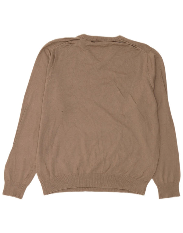Marks & Spencer Mens V-Neck Jumper Sweater Large Brown Viscose