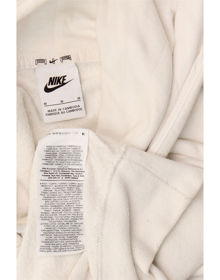 NIKE Womens Air Oversized Hoodie Jumper UK 14 Medium Off White Colourblock