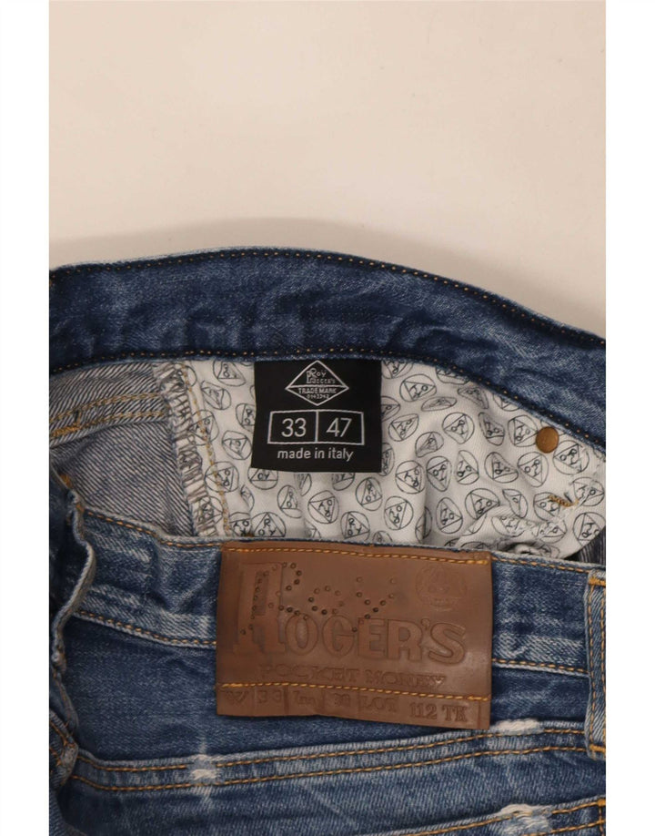Roy Rogers Mens Distressed Denim Shorts W33 Medium Blue Cotton