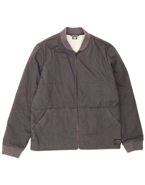 Levi's Mens Padded Bomber Jacket UK 40 Large Grey Cotton