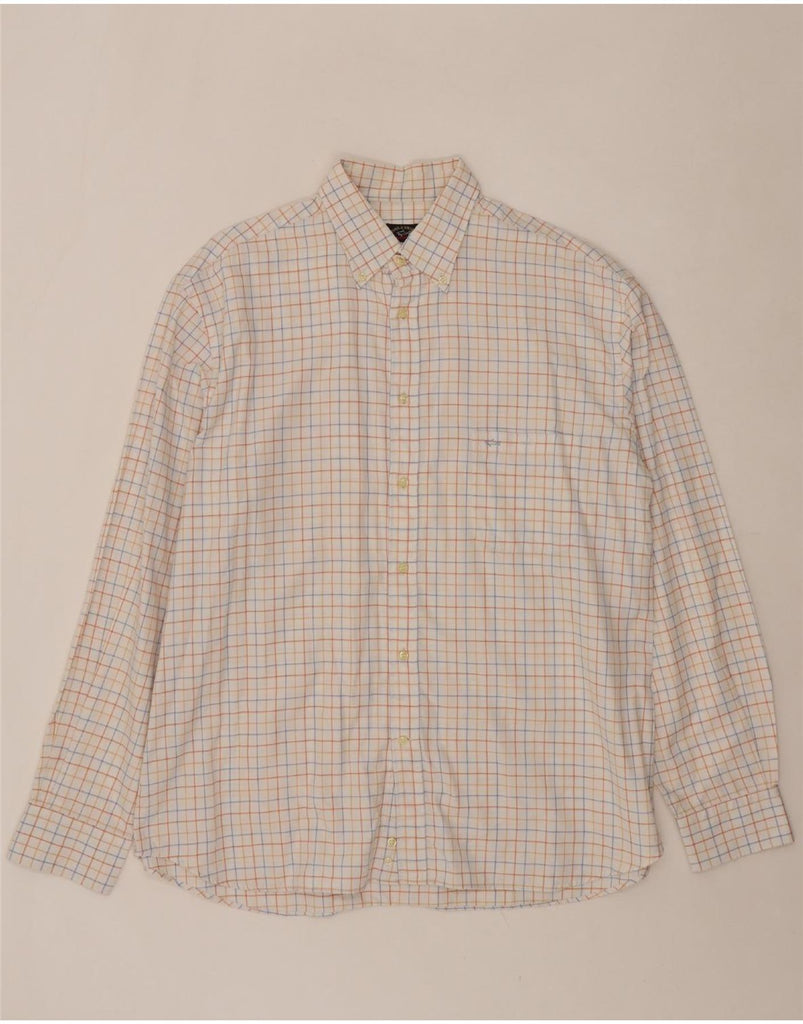PAUL & SHARK Mens Shirt Size 45 XL White Check Cotton Vintage Paul & Shark and Second-Hand Paul & Shark from Messina Hembry 