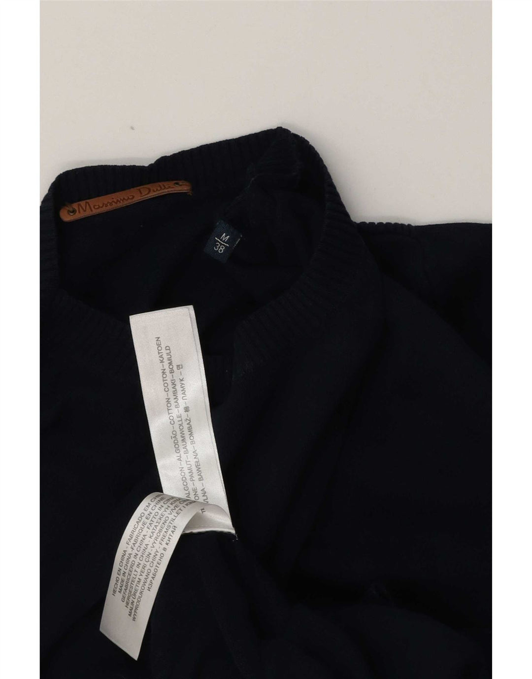 Massimo Dutti Mens Crew Neck Jumper Sweater Medium Navy Blue Cotton