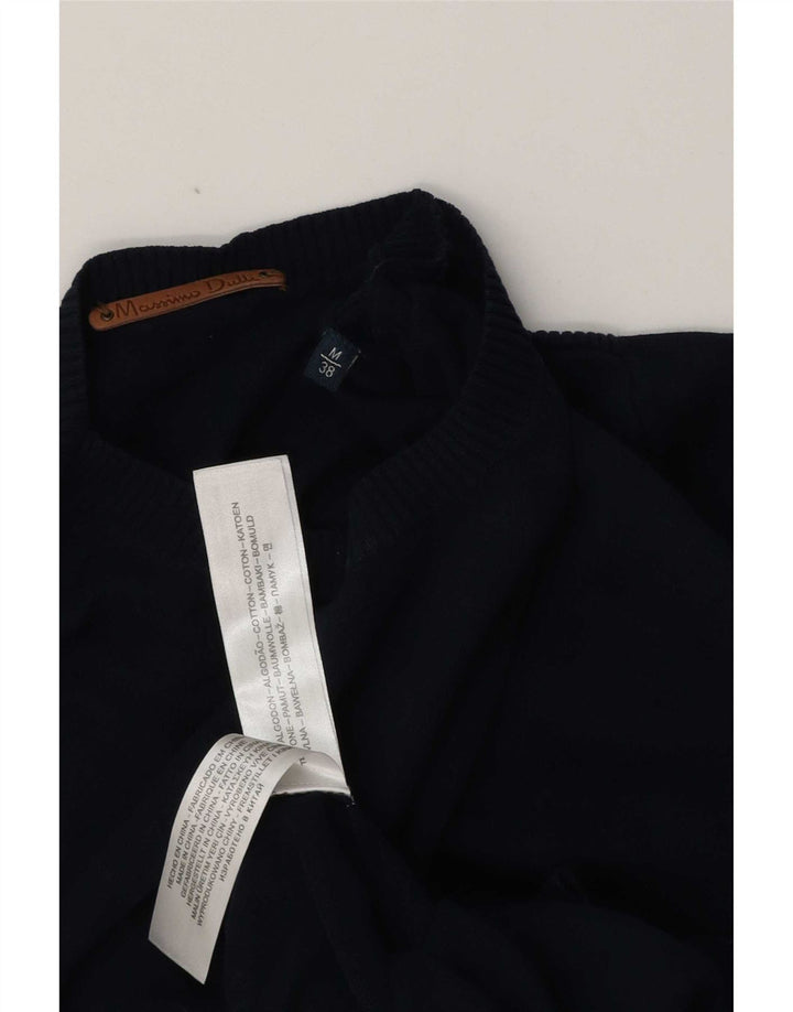 Massimo Dutti Mens Crew Neck Jumper Sweater Medium Navy Blue Cotton