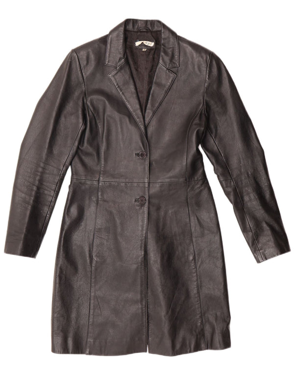 DPL Womens Leather Coat UK 10 Small  Black Leather