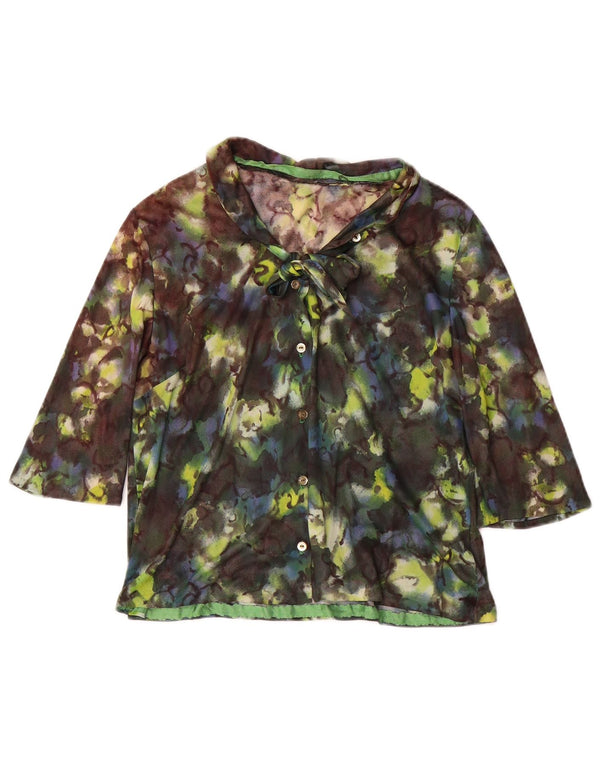 Vintage Womens 3/4 Sleeve Shirt Blouse UK 12 Medium Multicoloured Floral