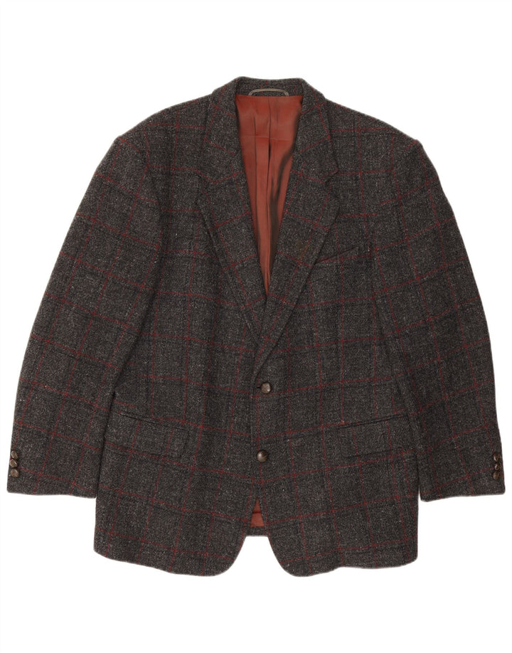 Scirocco Mens Harris Tweed 2 Button Blazer Jacket UK 40 Large Grey Check