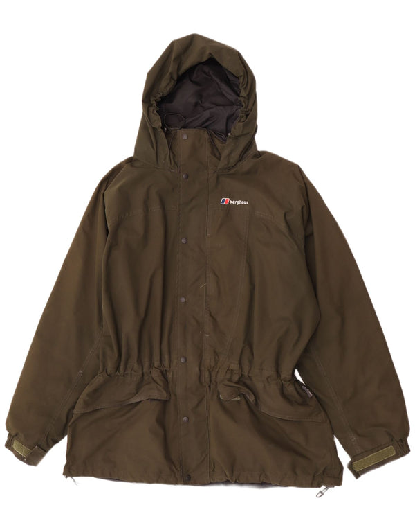 Berghaus Mens Hooded Rain Jacket UK 42 XL Khaki Nylon