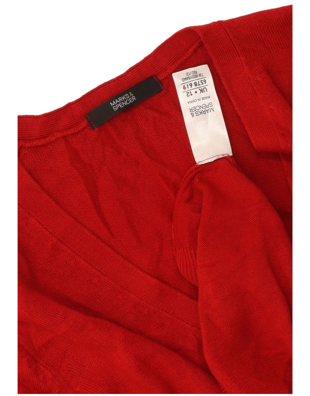 MARKS & SPENCER Womens Cardigan Sweater UK 12 Medium Red Acrylic