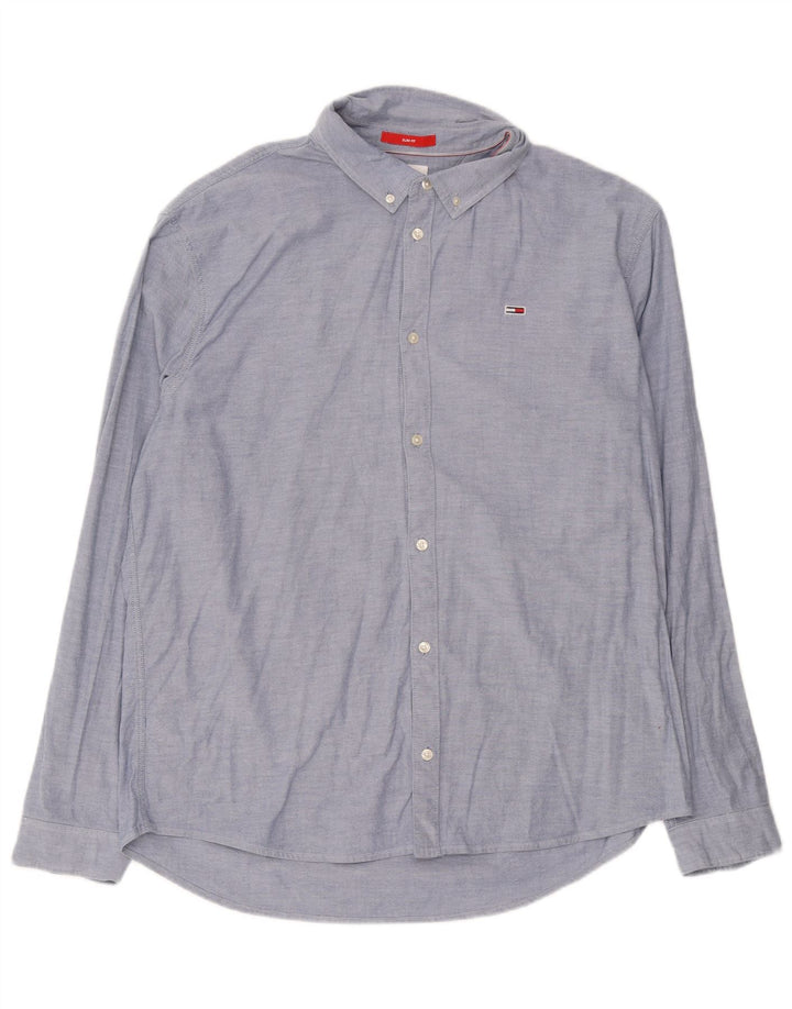 Tommy Hilfiger Mens Slim Fit Shirt 2XL Blue Cotton