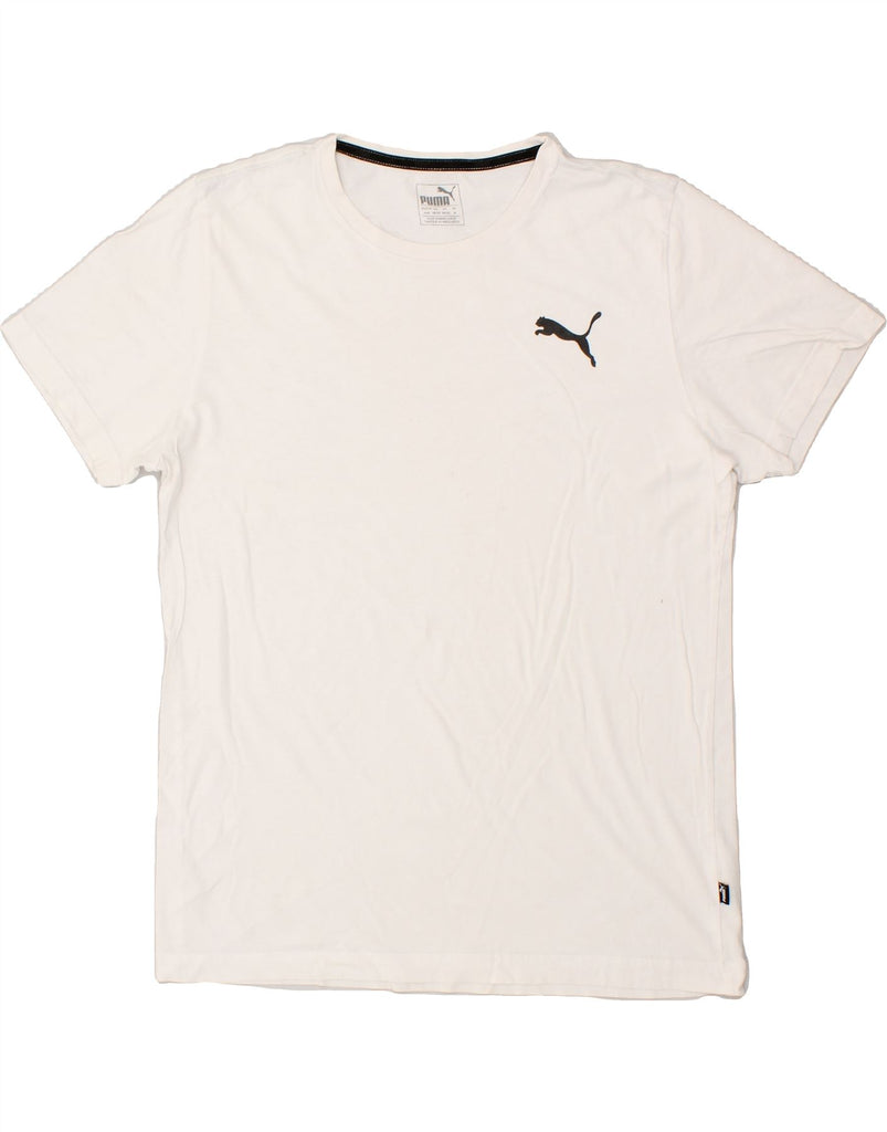 PUMA Mens Graphic T-Shirt Top Medium White | Vintage Puma | Thrift | Second-Hand Puma | Used Clothing | Messina Hembry 