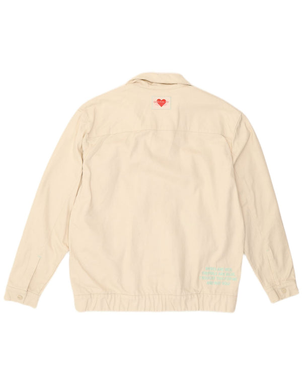 Adidas Mens Bomber Jacket UK 36 Small Off White Cotton