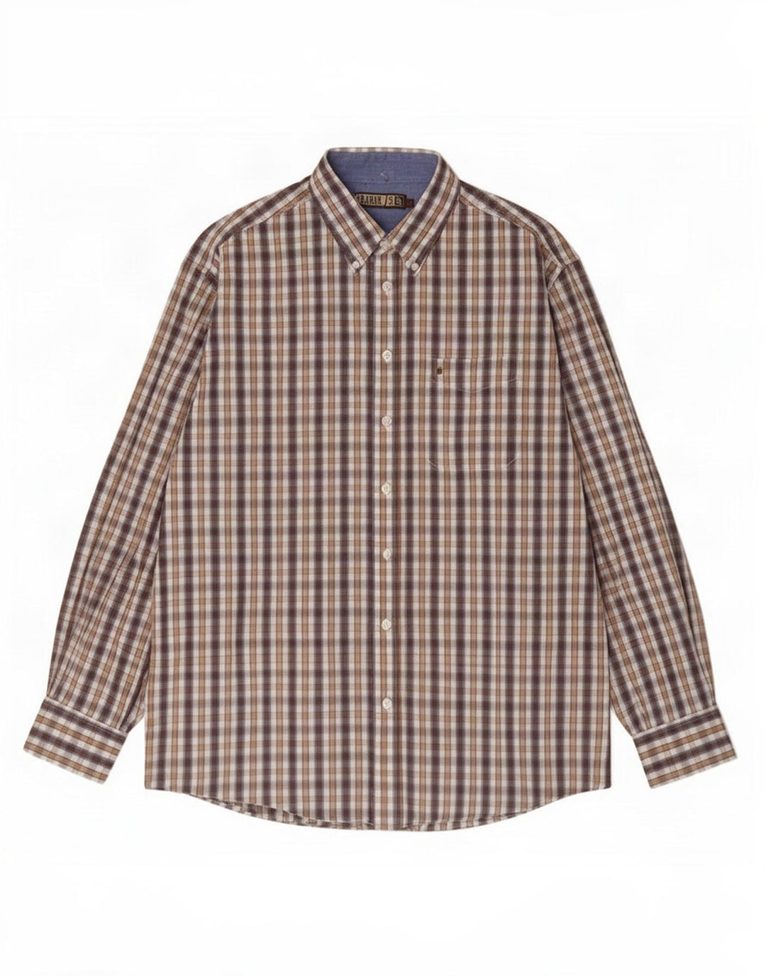 Farah Mens Shirt Large Brown Check