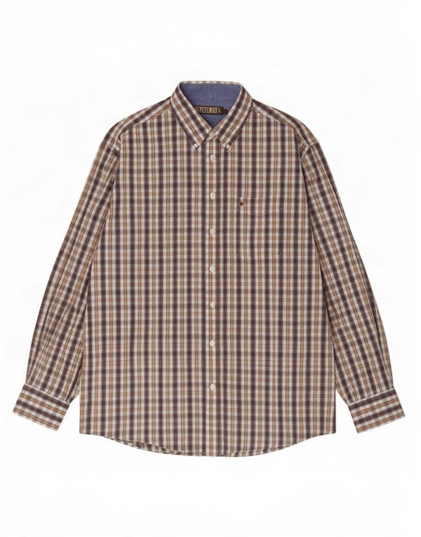 Farah Mens Shirt Large Brown Check