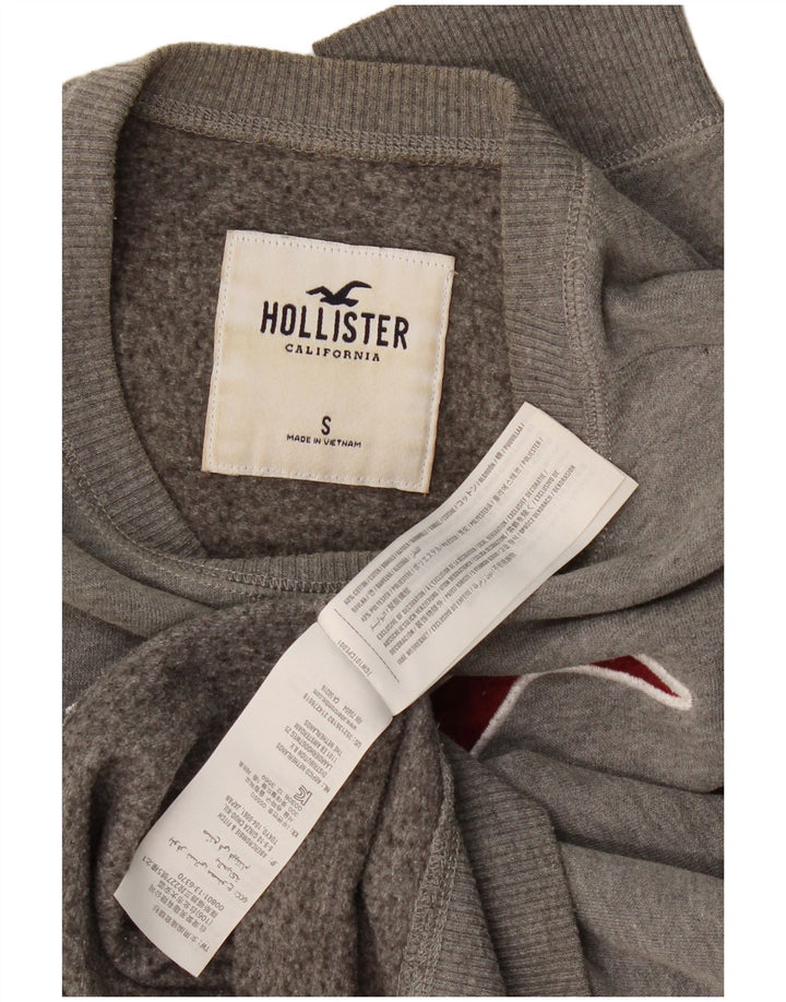 Hollister Mens Graphic Sweatshirt Jumper Small Grey Cotton