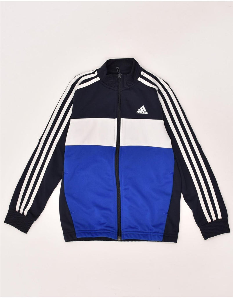 ADIDAS Boys Tracksuit Top Jacket 7-8 Years Navy Blue Colourblock Polyester | Vintage Adidas | Thrift | Second-Hand Adidas | Used Clothing | Messina Hembry 