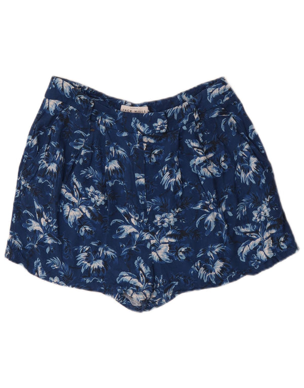 Jack Wills Womens High Waist Casual Shorts UK 12 Medium W28 Blue Floral