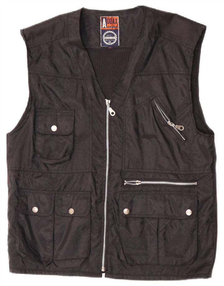 Vintage Mens Utility Gilet UK 38 Medium Black Nylon