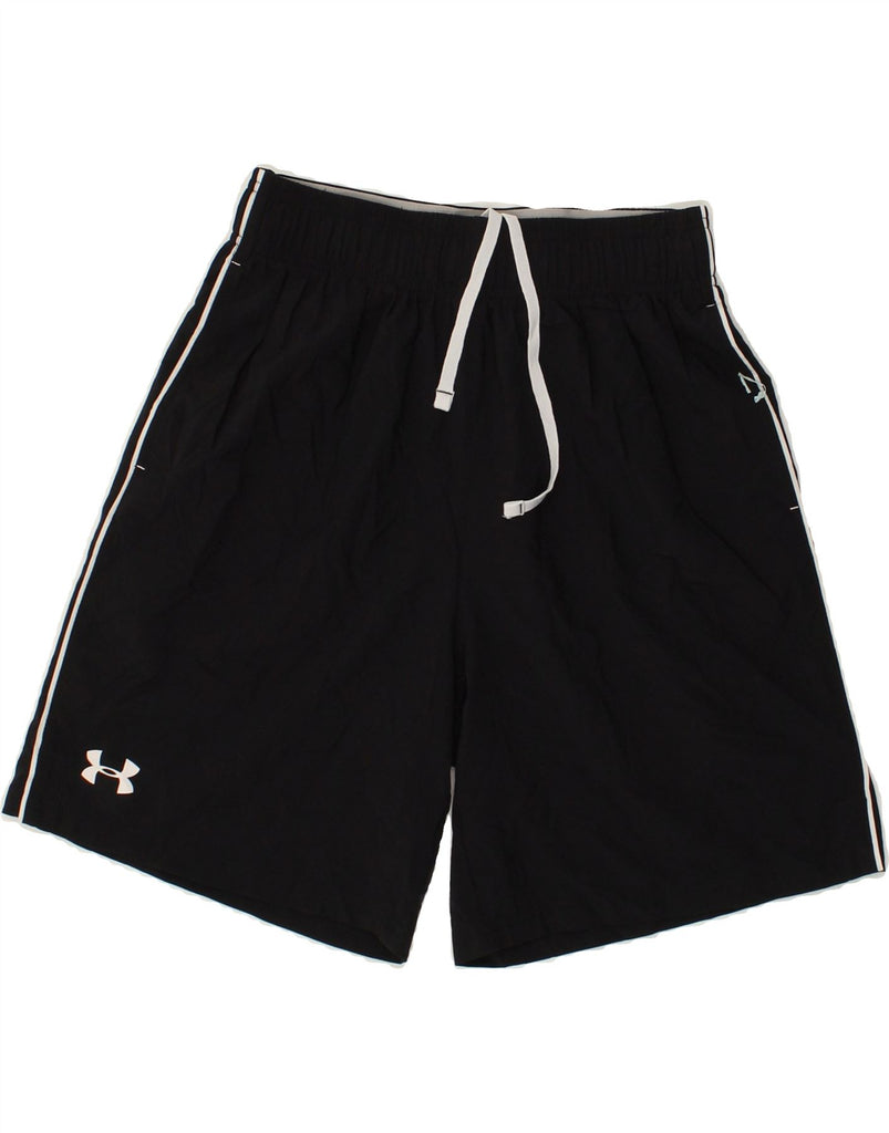 UNDER ARMOUR Mens Heat Gear Graphic Sport Shorts Medium Black Polyester | Vintage Under Armour | Thrift | Second-Hand Under Armour | Used Clothing | Messina Hembry 