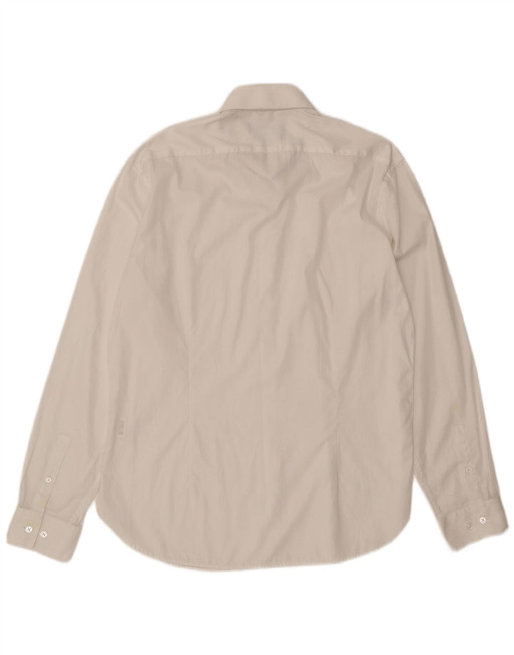 DKNY Mens Slim Fit Shirt Size 16 1/2 Large White Cotton