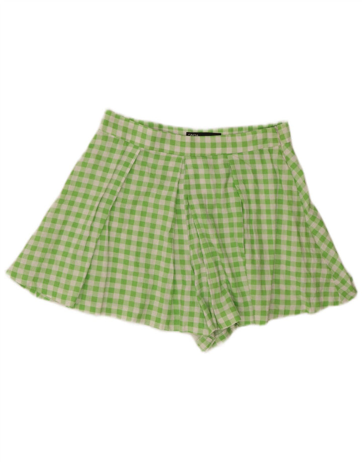 Zara Womens Pegged Casual Shorts Medium W28  Green Gingham