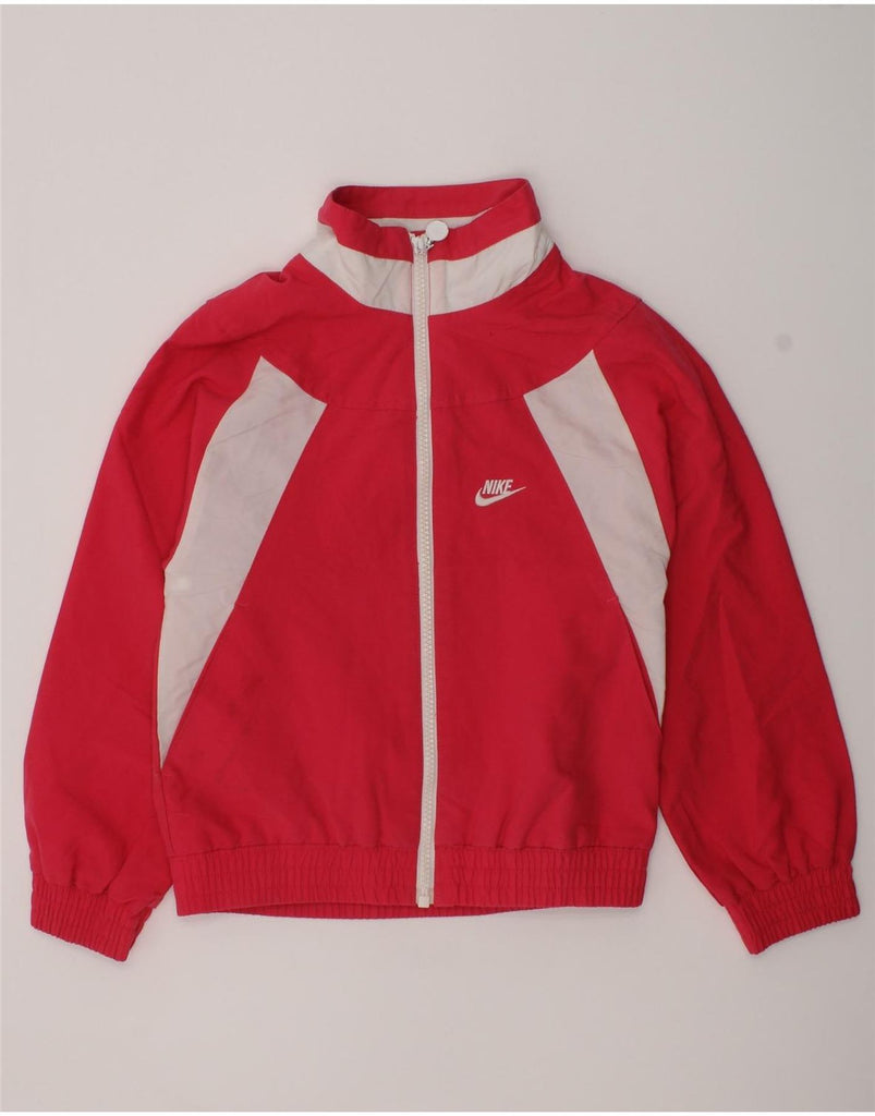 NIKE Girls Tracksuit Top Jacket 7-8 Years XL Red Colourblock Polyester | Vintage Nike | Thrift | Second-Hand Nike | Used Clothing | Messina Hembry 