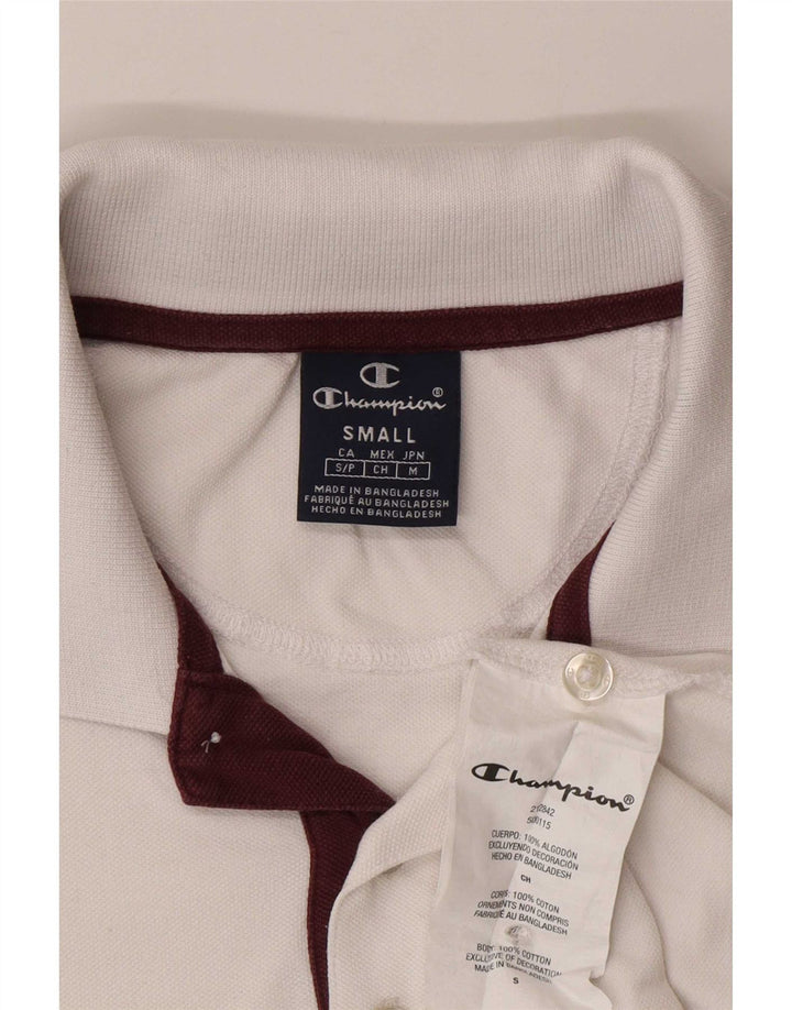 Champion Mens Short Sleeve Polo Shirt Small White Cotton