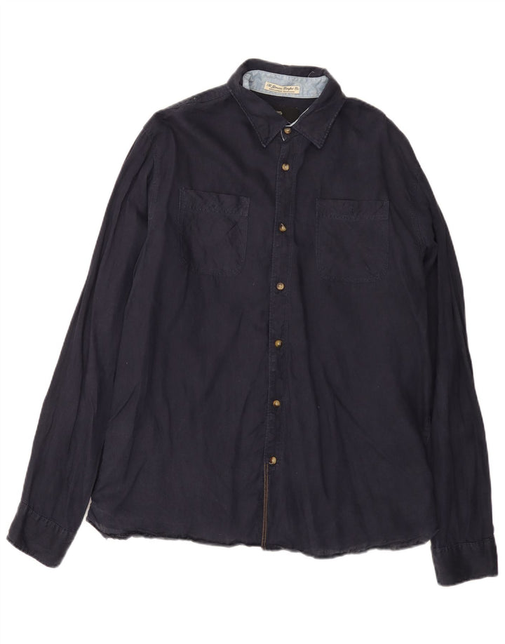 Scotch & Soda Mens Amsterdam Couture Shirt Medium Navy Blue